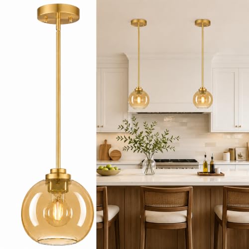 2 Pack Gold Globe Pendant Lights (2 Count)