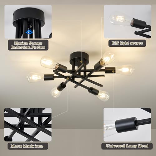 Semi Flush Mount Motion Sensor Ceiling Light Fixture