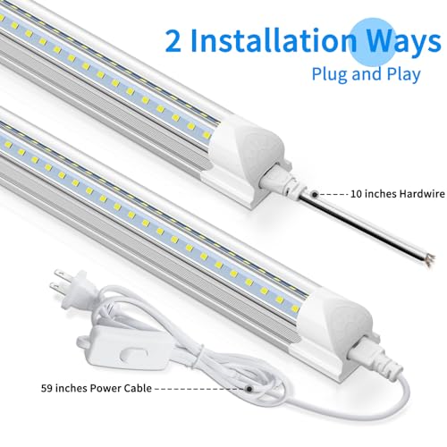 8FT LED Shop Light 100W 15000LM 5000K ETL Certified 4 (4 Count)