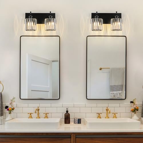 Black Crystal Bathroom Vanity Lights