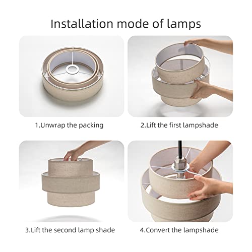 3 tier Drum Lamp Shade for Pendant Lighting Floor Lamps Replacement Shade