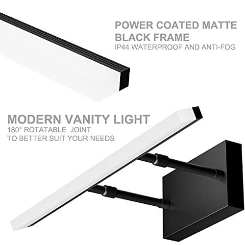 19.7 inch Modern Black Vanity Light Adjustable LED Bathroom Light Fixture Over Mirror Rotatable Vanity Lighting 5500K