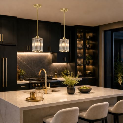 Brushed Gold Pendant Lights Kitchen Island 2 Pack (2 Count)