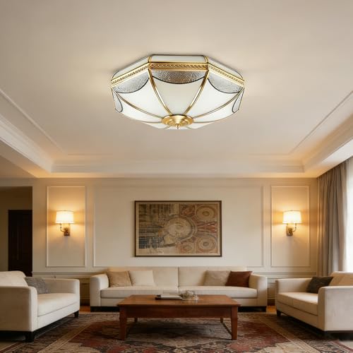 24 Inch Large Mid Century Modern Brass Flush Mount Ceiling Light