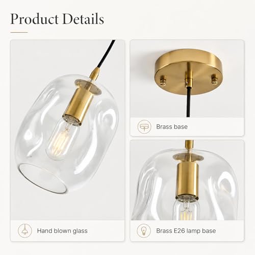 Gold Pendant Lights Kitchen Island Modern Organic Blown Globe Glass Light