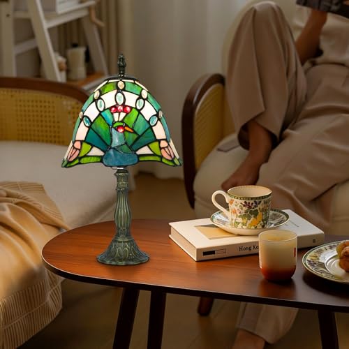 Tiffany Green Peacock Style Lamp
