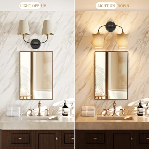 Bathroom Light Fixtures Over Mirror (Black Gold / 2 Light)