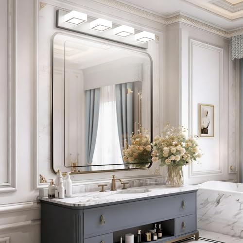 Brushed Nickel Bathroom Vanity Lights 30inch Metal Acrylic LED Modern Bathroom Wall Lighting Fixtures Over Mirror Brushed Nickel