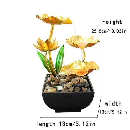 11‘’ H Gold Tabletop Water Fountain