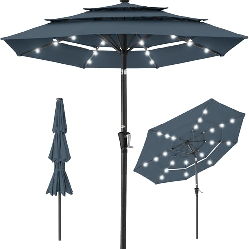 10ft 3 Tier Solar Patio Umbrella