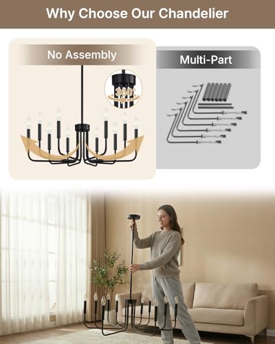 10 Light Black Chandelier