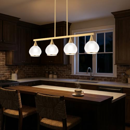 Brushed Gold Kitchen Island Linear Pendant Light