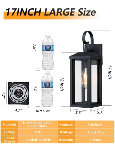 17" Large Outdoor Wall Lights for House 2 (2 Count)