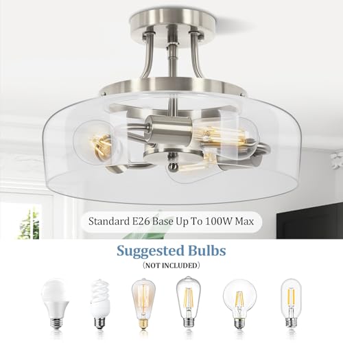 3 Light Semi Flush Mount Light Fixture
