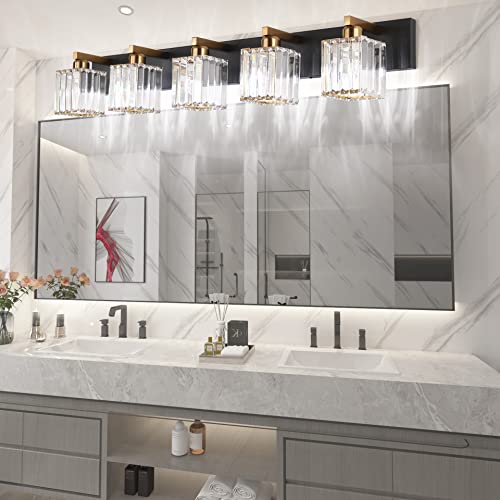 Modern Vanity Light Bathroom Lighting Fixtures 5 Light Crystal Bathroom Vanity Light Fixtures