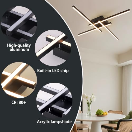 24 Inch Semi Flush Mount Modern Light Fixture