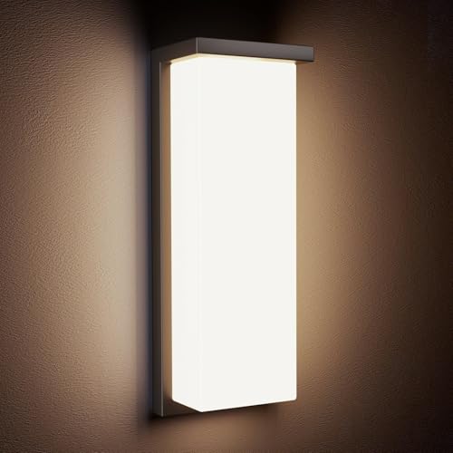 14in Dusk to Dawn Modern Black Outdoor Wall Light Fixtures