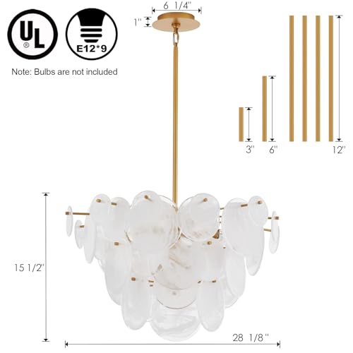 Dia 28 Inch Modern Glass Chandeliers for Bedroom