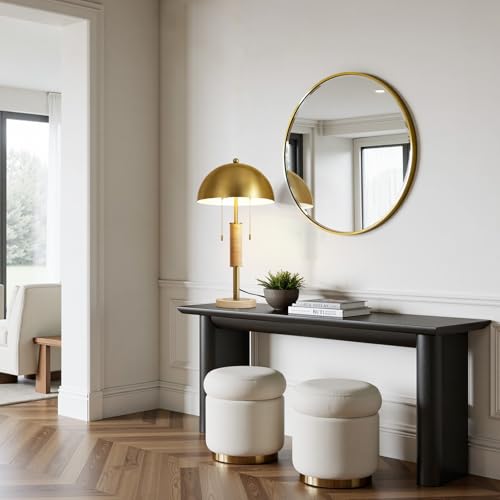 24" Modern Table Lamp for Living Room Gold Metal Nightstand Lamp with High