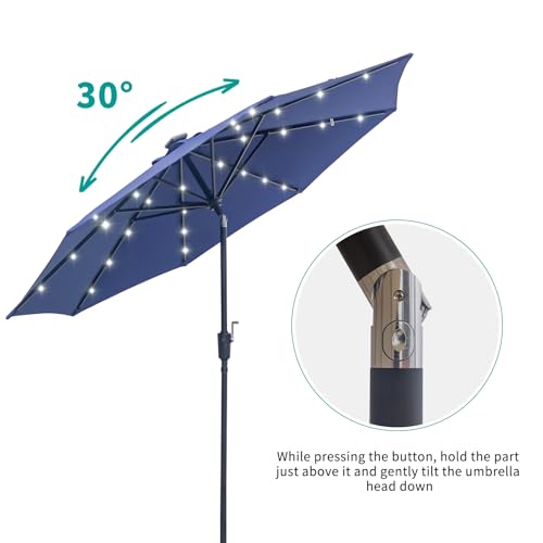 9FT Solar Patio Umbrella with 32 LED Lights