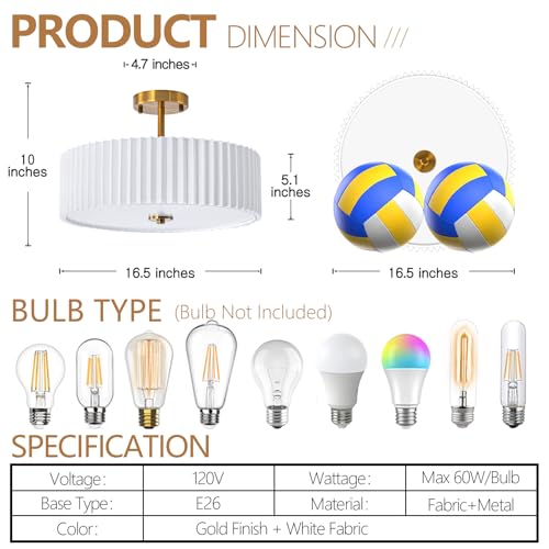 16.5" Semi Flush Mount Ceiling Light