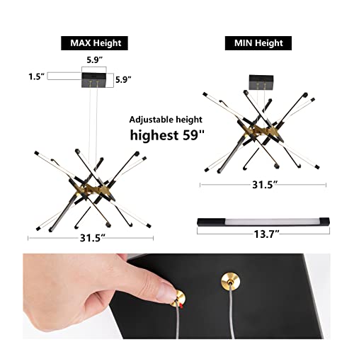 Chandeliers Modern LED Ceiling Light Dimmable Black Chandelier Embedded Installation Fixture