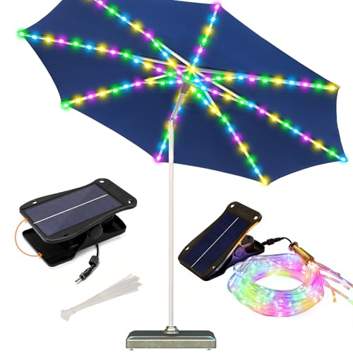 Patio Umbrella Solar Lights Outdoor 8 Strands with 8 Lighting Mode 152 LEDs