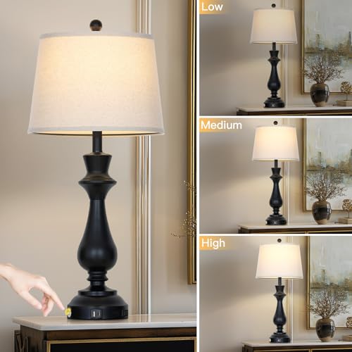 Modern Black Table Lamps Set of 2 for Living Room (2 Count)