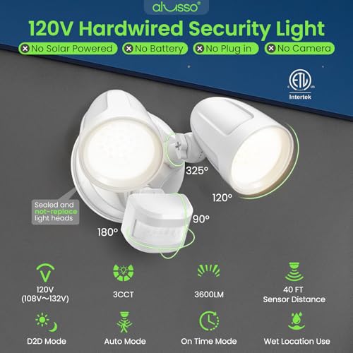 Motion Sensor Outdoor Lights Metal Heads