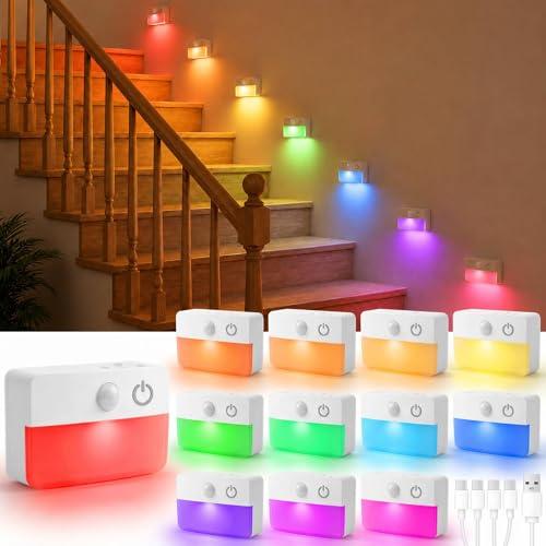 12 Pack Rechargeable Motion Sensor Stair Lights for Indoor (12 Count)