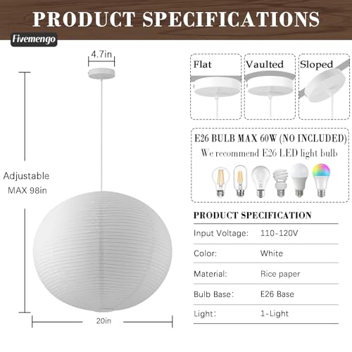 Large Paper Lamp Pendant Light Kit (2 Count)