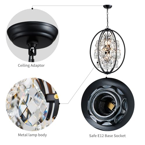 Globe Crystal Chandelier Raindrop Pendant Flushmount Ceiling Light Modern Lighting Fixture for Bedroom Hallway Bar Kitchen Bathroom
