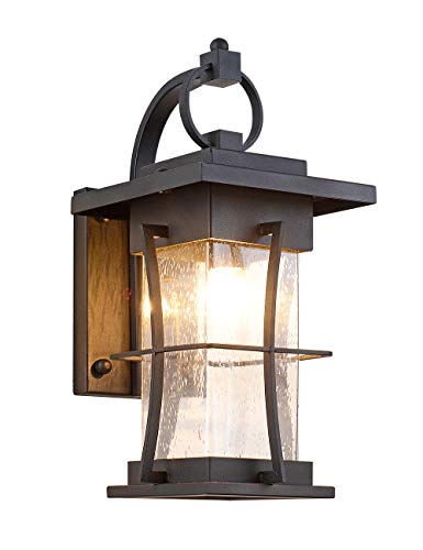 Outdoor Wall Sconces Light Fixtures Exterior Wall Lantern Outside House Lamps Waterproof Black Metal with Clear Seeded Glass