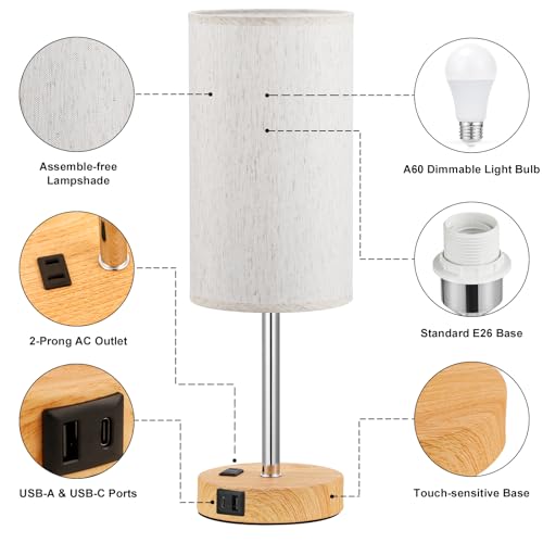 17.4" Bedside Lamp for Bedroom