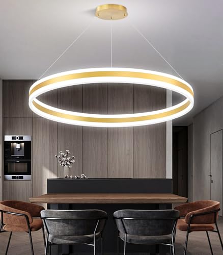 D31.5'' Modern Ring Chandelier for Dining Room LED Dimmable Pendant Lighting High Ceiling Chandelier for Living Room Foyer Bedroom Entryway 3000K