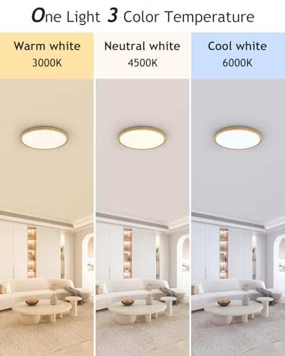 1PACK Flush Mount LED Ceiling Light Fixture Wooden