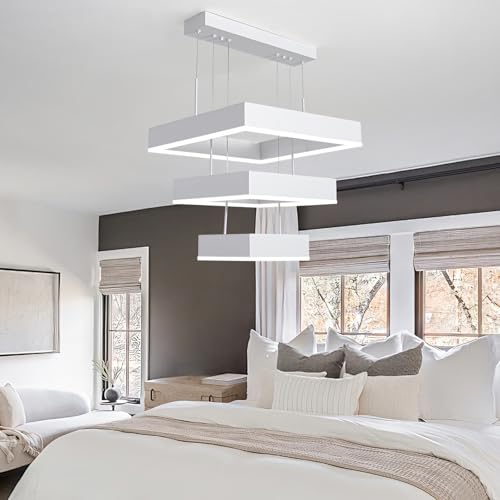 Modern LED Chandelier White 3 Ring Pendant Light Fixtures