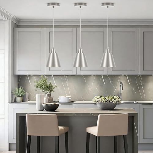 Brushed Nickel Pendant Light Kitchen Island (3 Count)