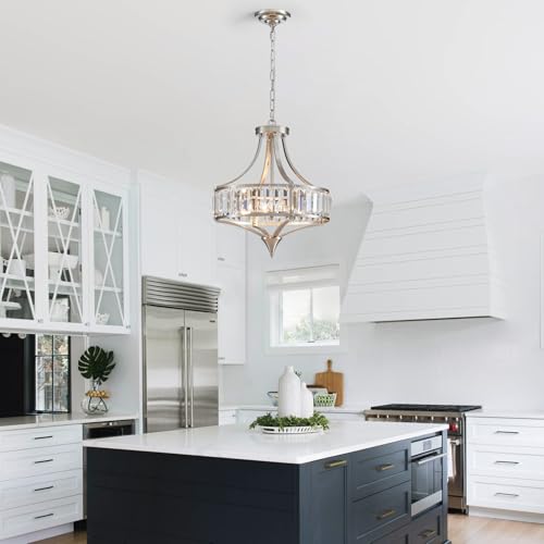 Crystal Chandeliers for Dining Room Rustic Farmhouse Pendant Round 4 (4 Count)
