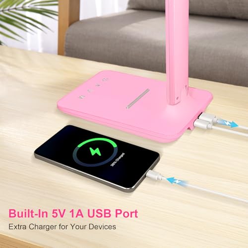LED Desk Lamp Dimmable Table Lamp Reading Lamp with USB Charging Port