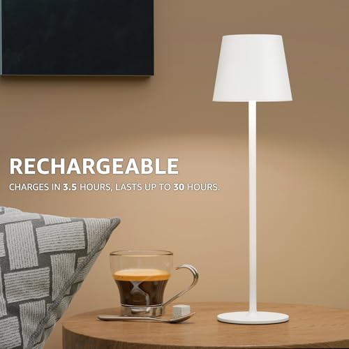 2 Pack Cordless Table Lamp Rechargeable 5000mAH Battery Operated Lights Touch Control LED Portable Desk Lamps 3 Color Dimming for Outdoor Coffee Bedroom Kitchen (2 Count)
