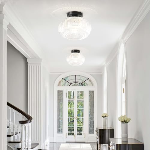 11 Inch Globe Glass Semi Flush Mount Ceiling Light Fixture