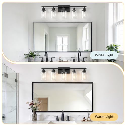 5 Light Black Bathroom Vanity Light