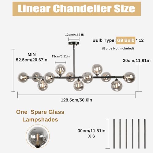 Dining Room Chandelier Black and Smoke Gray Linear Chandeliers