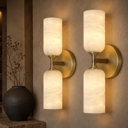 Gold Alabaster Wall Sconces Set of 2 (2 Count)
