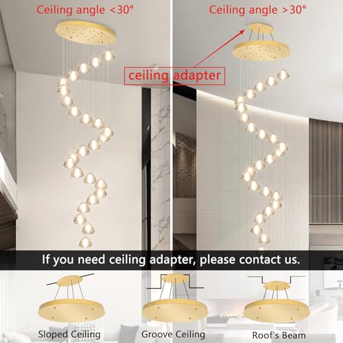 25 Lights Modern Chandeliers for High Ceiling Large Crystal Chandeliers LED Long Handing Light Fixture for Hallway Foyer Staircase 3000K (25 Count)