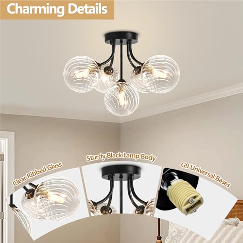 Black Bubble Glass Chandelier 5
