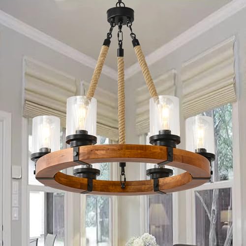 26" Wood Wagon Wheel Chandelier (6 Count)