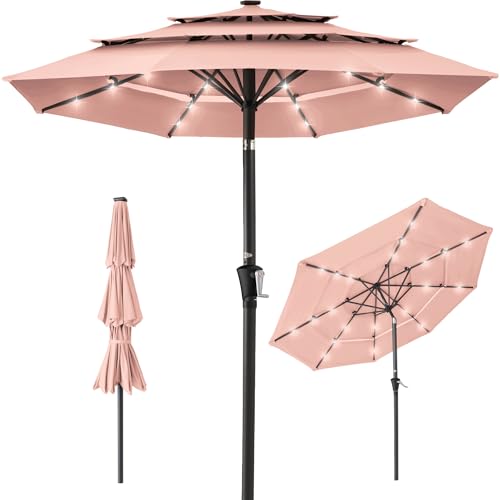 10ft 3 Tier Solar Patio Umbrella