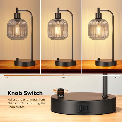 Grey Glass Table Lamps Set of 2